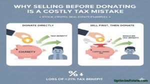 Infographic illustrating how high W-2 earners can cut taxes by 50% by donating appreciated assets directly to a DAF instead of selling first.