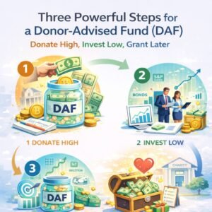 Three-step donor-advised fund strategy: donate high, invest low, grant later